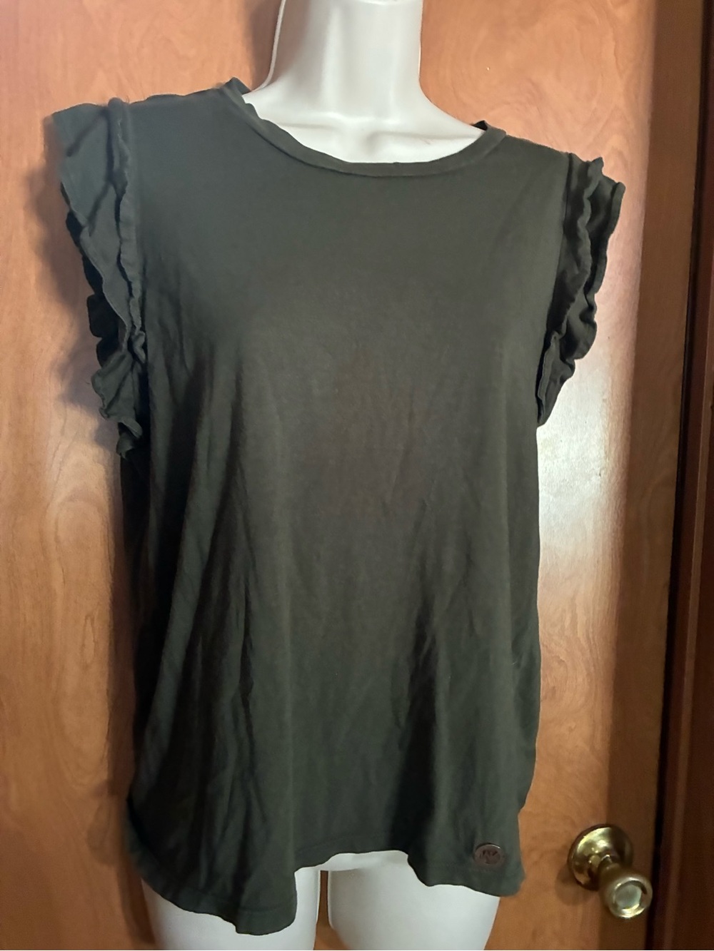 MICHAEL Michael Kors Black Ruffle Sleeve Tank Top